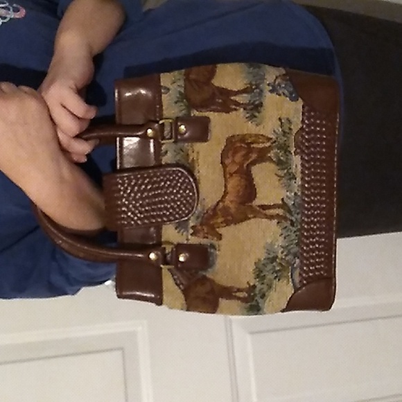 SALE! RARE! Horse Tapestry 🐎 Woven Faux Leather Vintage Handbag Never Used - Picture 15 of 16